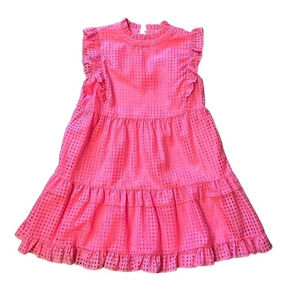 NWOT Jodifl‎ Pink Women’s Medium Dress Ruffle sleeves and neck collar Pink Lined